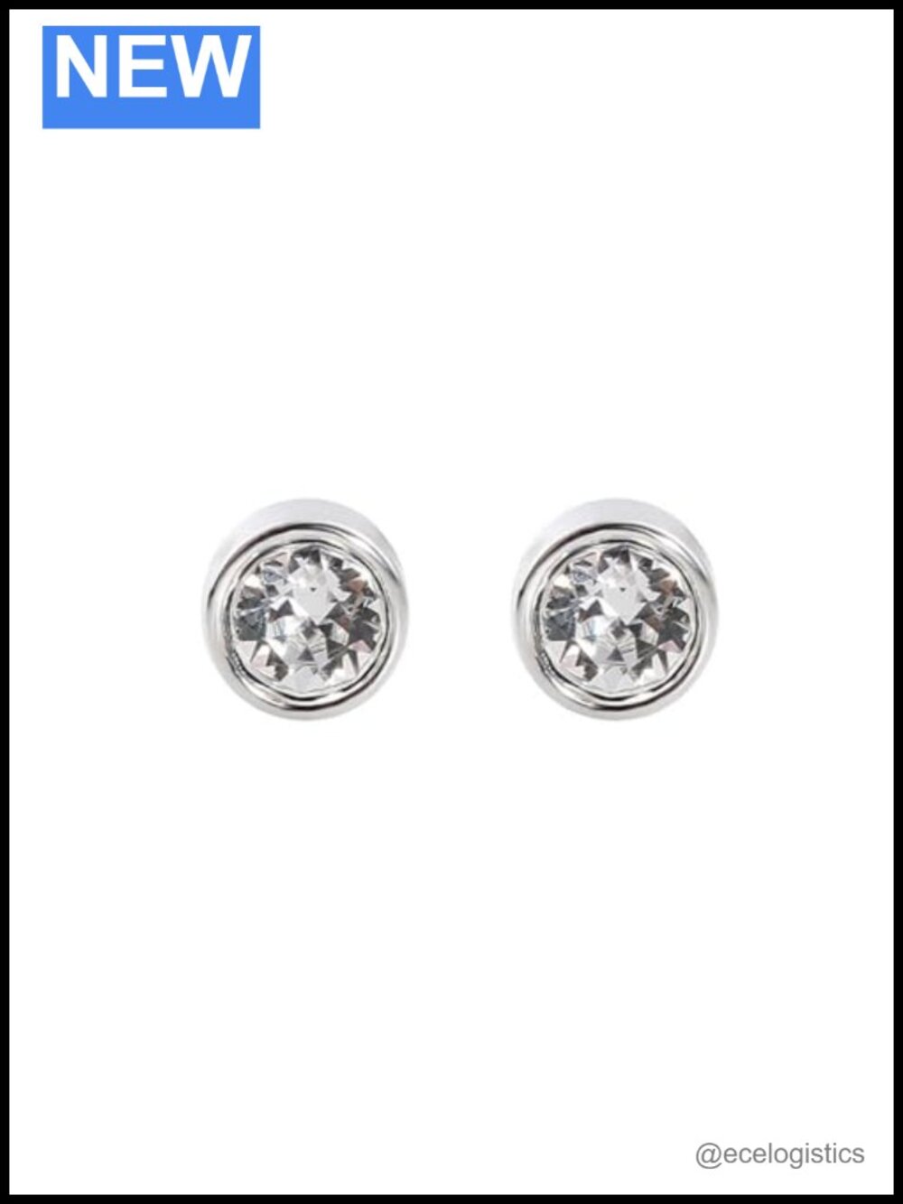 Sterling Silver 6mm Clear Black CZ Stud Earrings